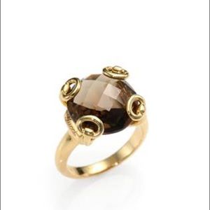 Gucci Horsebit Smoky Quartz 18k Yellow Gold Ring
